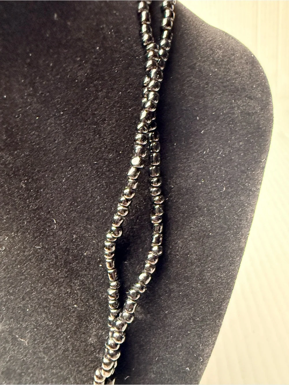 Vintage Blue Polished Agate Stone Pendant Necklace Beaded Boho Tibetan Style